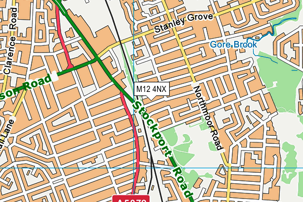 M12 4NX map - OS VectorMap District (Ordnance Survey)