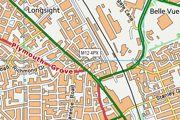 M12 4PX map - OS VectorMap District (Ordnance Survey)