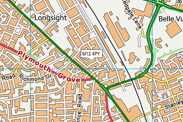 M12 4PY map - OS VectorMap District (Ordnance Survey)