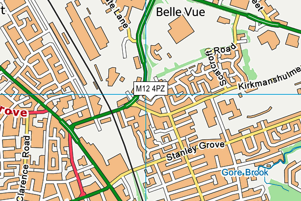 M12 4PZ map - OS VectorMap District (Ordnance Survey)