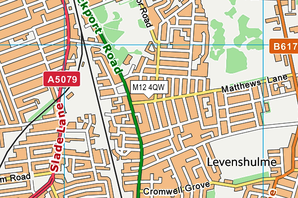 M12 4QW map - OS VectorMap District (Ordnance Survey)