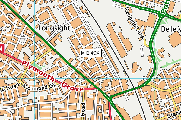 M12 4QX map - OS VectorMap District (Ordnance Survey)