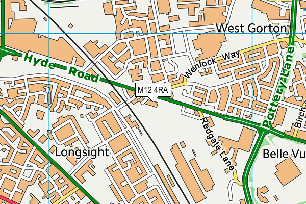 M12 4RA map - OS VectorMap District (Ordnance Survey)