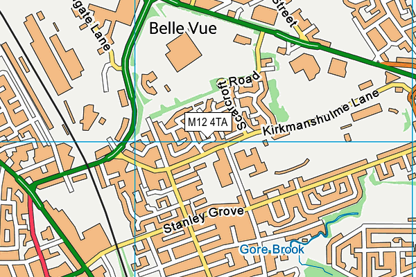 M12 4TA map - OS VectorMap District (Ordnance Survey)