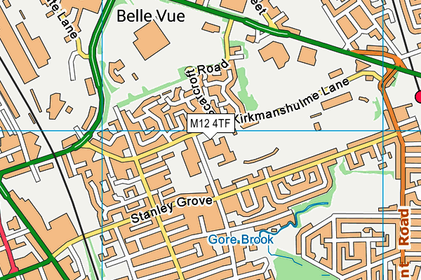 M12 4TF map - OS VectorMap District (Ordnance Survey)