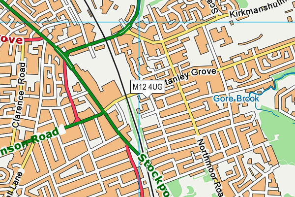 M12 4UG map - OS VectorMap District (Ordnance Survey)