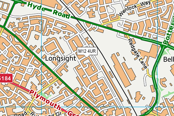 M12 4UR map - OS VectorMap District (Ordnance Survey)