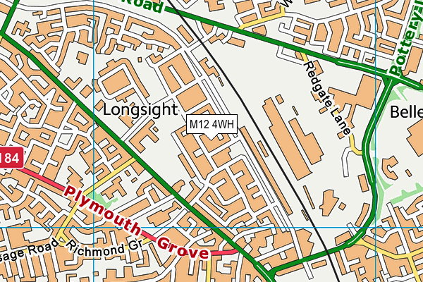 M12 4WH map - OS VectorMap District (Ordnance Survey)