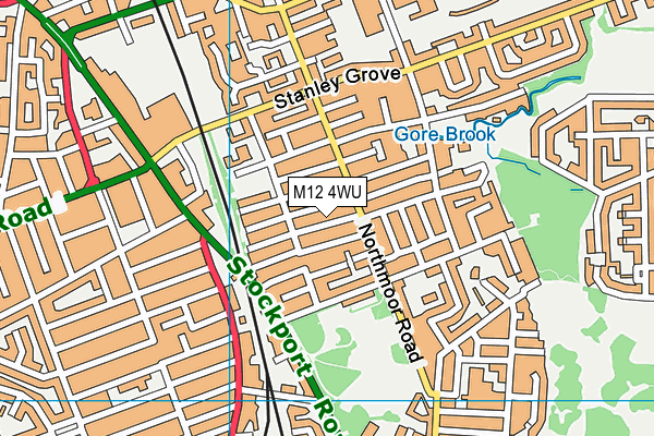 M12 4WU map - OS VectorMap District (Ordnance Survey)