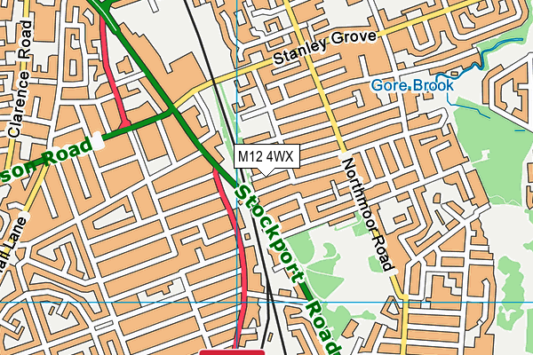 M12 4WX map - OS VectorMap District (Ordnance Survey)