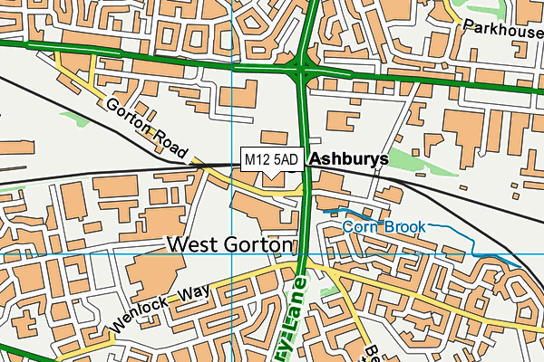 M12 5AD map - OS VectorMap District (Ordnance Survey)