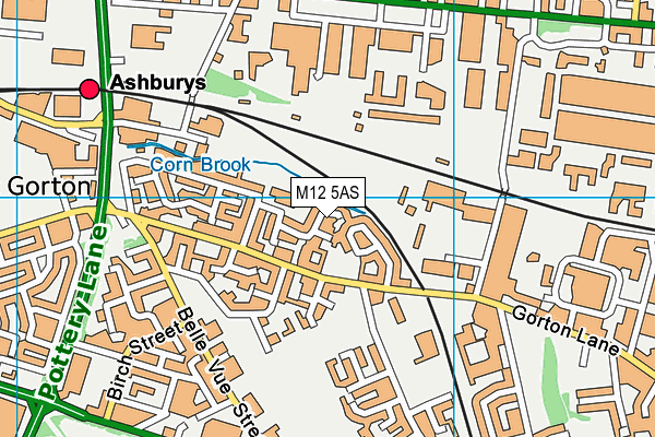 M12 5AS map - OS VectorMap District (Ordnance Survey)