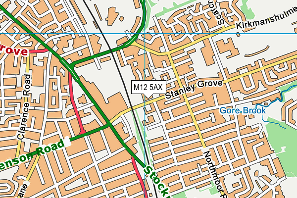 M12 5AX map - OS VectorMap District (Ordnance Survey)