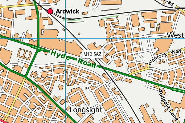 M12 5AZ map - OS VectorMap District (Ordnance Survey)