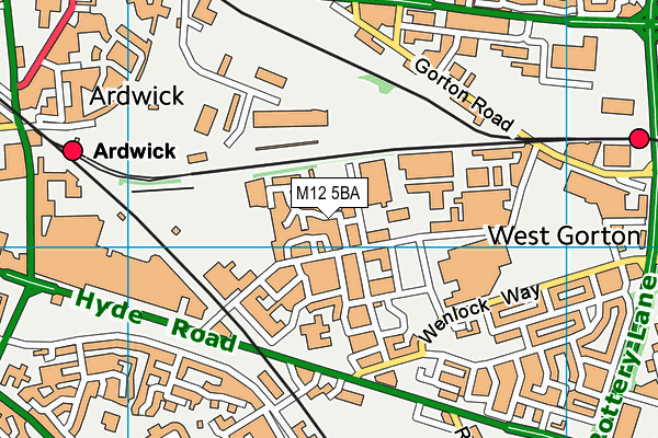 M12 5BA map - OS VectorMap District (Ordnance Survey)