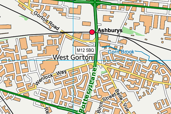 M12 5BQ map - OS VectorMap District (Ordnance Survey)