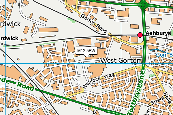 M12 5BW map - OS VectorMap District (Ordnance Survey)