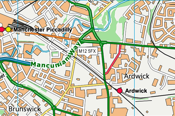 M12 5FX map - OS VectorMap District (Ordnance Survey)