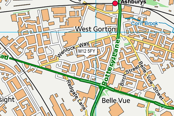 M12 5FY map - OS VectorMap District (Ordnance Survey)