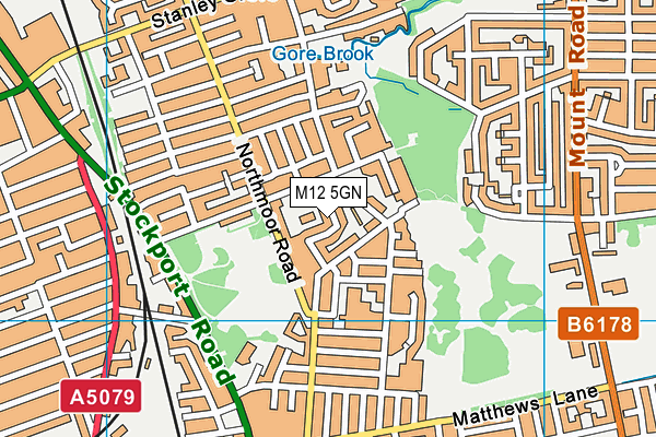 M12 5GN map - OS VectorMap District (Ordnance Survey)