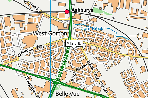 M12 5HD map - OS VectorMap District (Ordnance Survey)