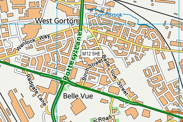 M12 5HE map - OS VectorMap District (Ordnance Survey)