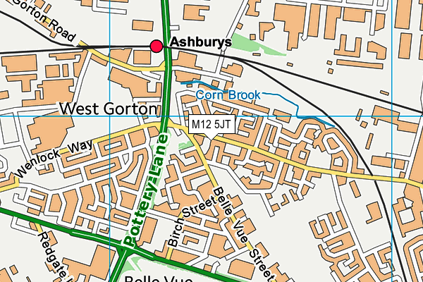 M12 5JT map - OS VectorMap District (Ordnance Survey)