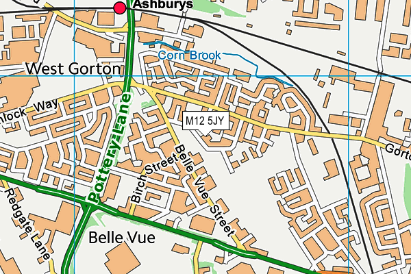 M12 5JY map - OS VectorMap District (Ordnance Survey)