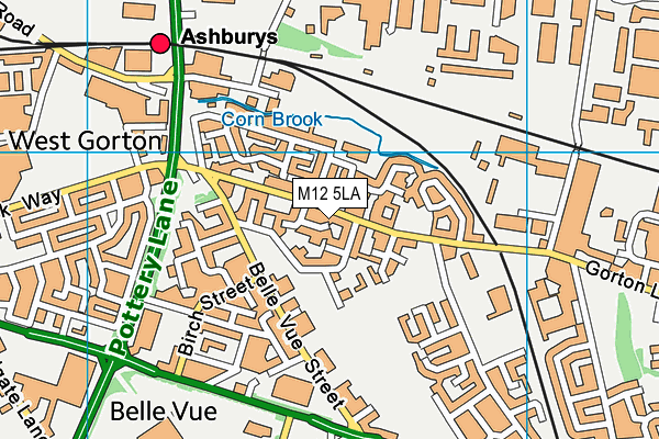 M12 5LA map - OS VectorMap District (Ordnance Survey)