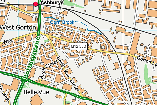 M12 5LD map - OS VectorMap District (Ordnance Survey)