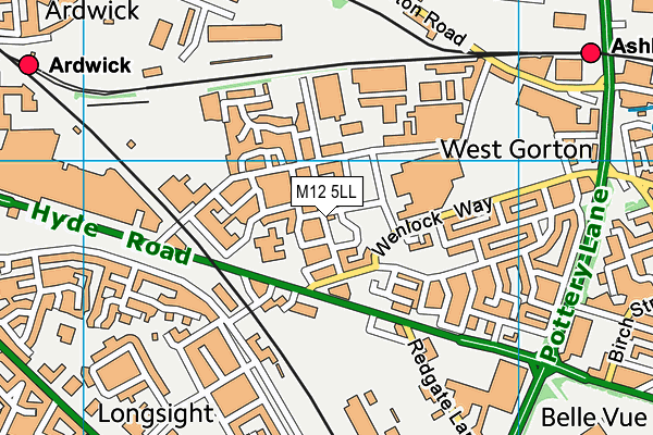M12 5LL map - OS VectorMap District (Ordnance Survey)