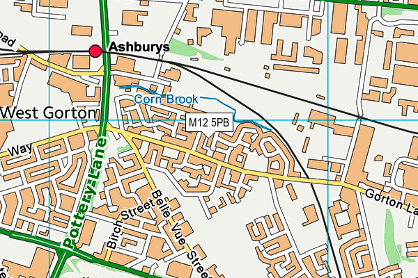 M12 5PB map - OS VectorMap District (Ordnance Survey)