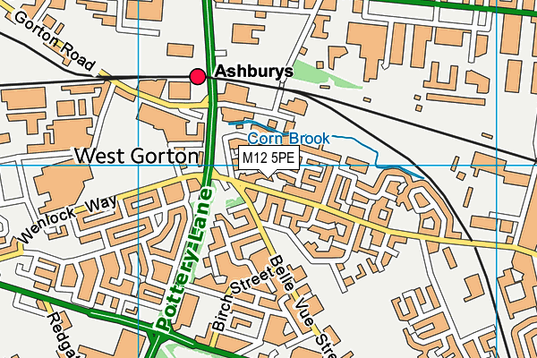 M12 5PE map - OS VectorMap District (Ordnance Survey)