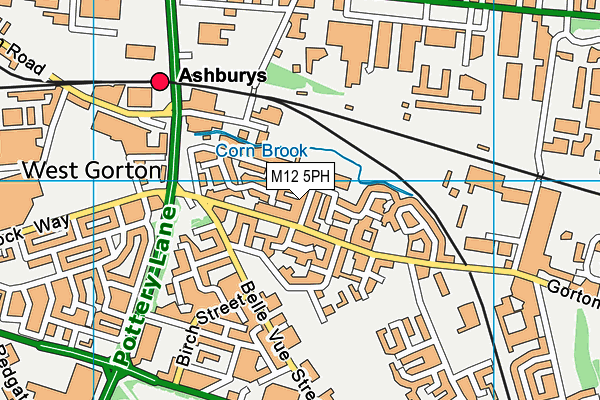 M12 5PH map - OS VectorMap District (Ordnance Survey)