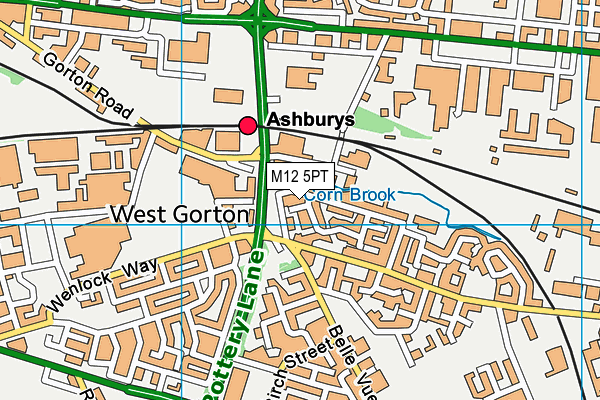 M12 5PT map - OS VectorMap District (Ordnance Survey)