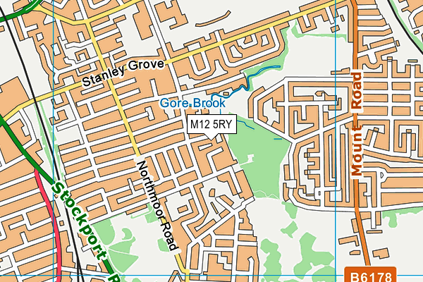 M12 5RY map - OS VectorMap District (Ordnance Survey)