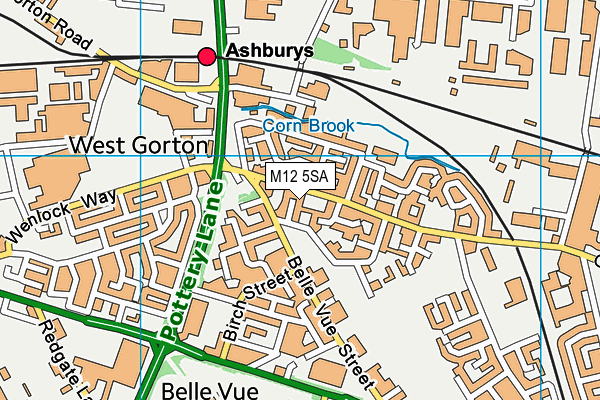 M12 5SA map - OS VectorMap District (Ordnance Survey)