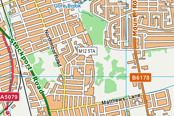 M12 5TA map - OS VectorMap District (Ordnance Survey)