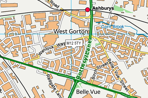 M12 5TY map - OS VectorMap District (Ordnance Survey)