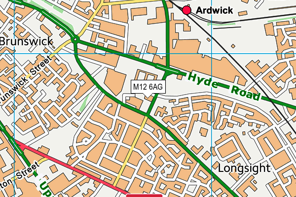 M12 6AG map - OS VectorMap District (Ordnance Survey)