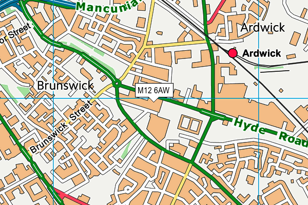 M12 6AW map - OS VectorMap District (Ordnance Survey)