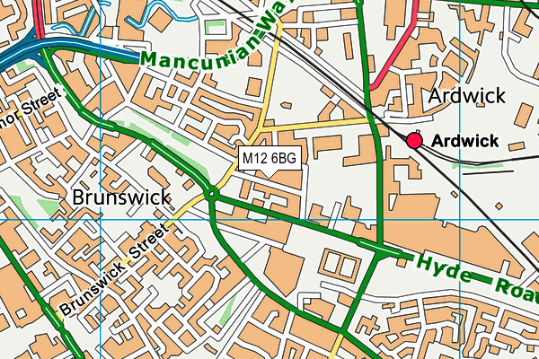 M12 6BG map - OS VectorMap District (Ordnance Survey)