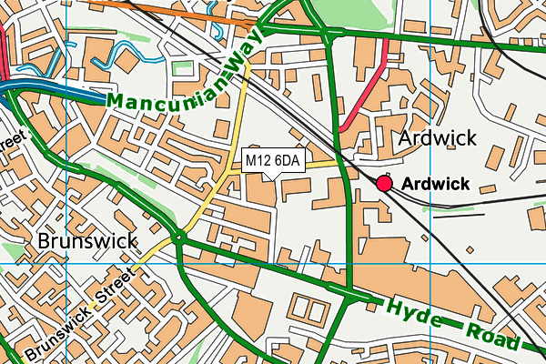 M12 6DA map - OS VectorMap District (Ordnance Survey)