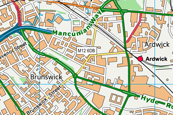 M12 6DB map - OS VectorMap District (Ordnance Survey)