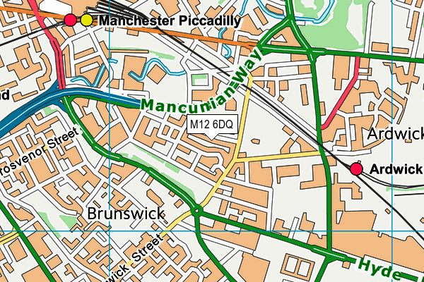 M12 6DQ map - OS VectorMap District (Ordnance Survey)