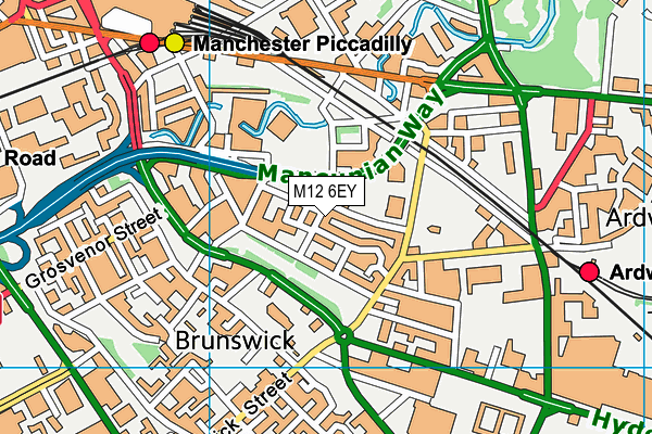 M12 6EY map - OS VectorMap District (Ordnance Survey)