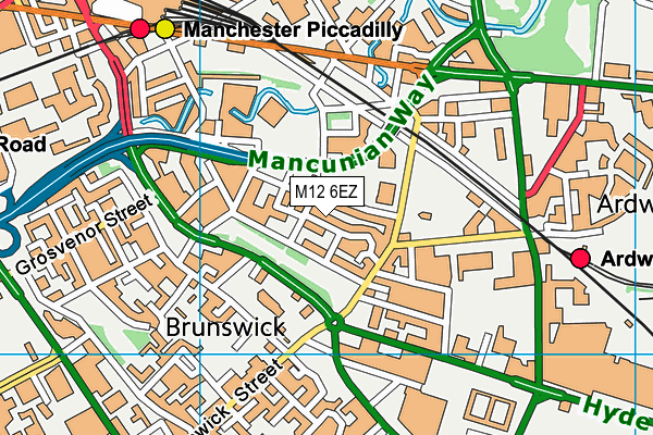 M12 6EZ map - OS VectorMap District (Ordnance Survey)
