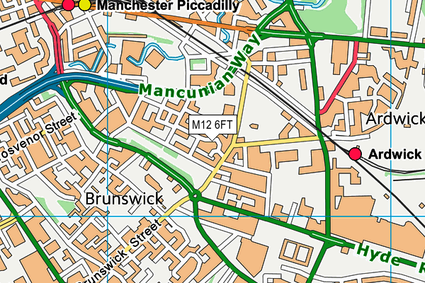 M12 6FT map - OS VectorMap District (Ordnance Survey)