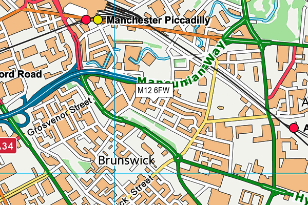 M12 6FW map - OS VectorMap District (Ordnance Survey)