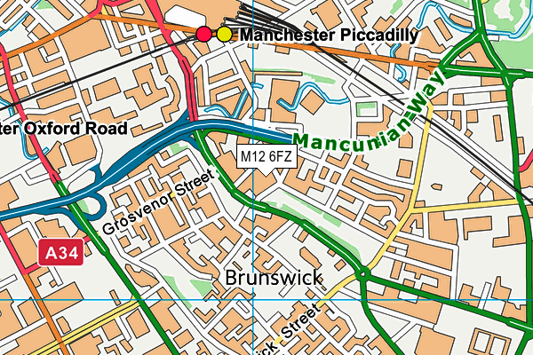M12 6FZ map - OS VectorMap District (Ordnance Survey)